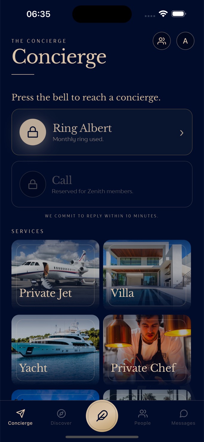 Albert concierge screen