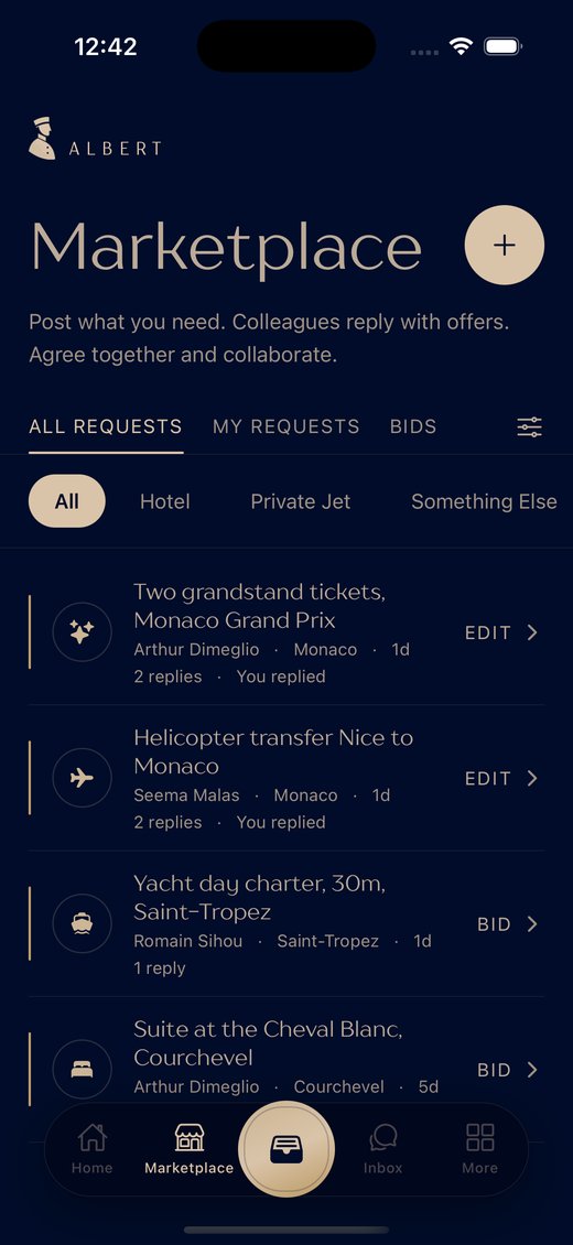 The marketplace on a phone